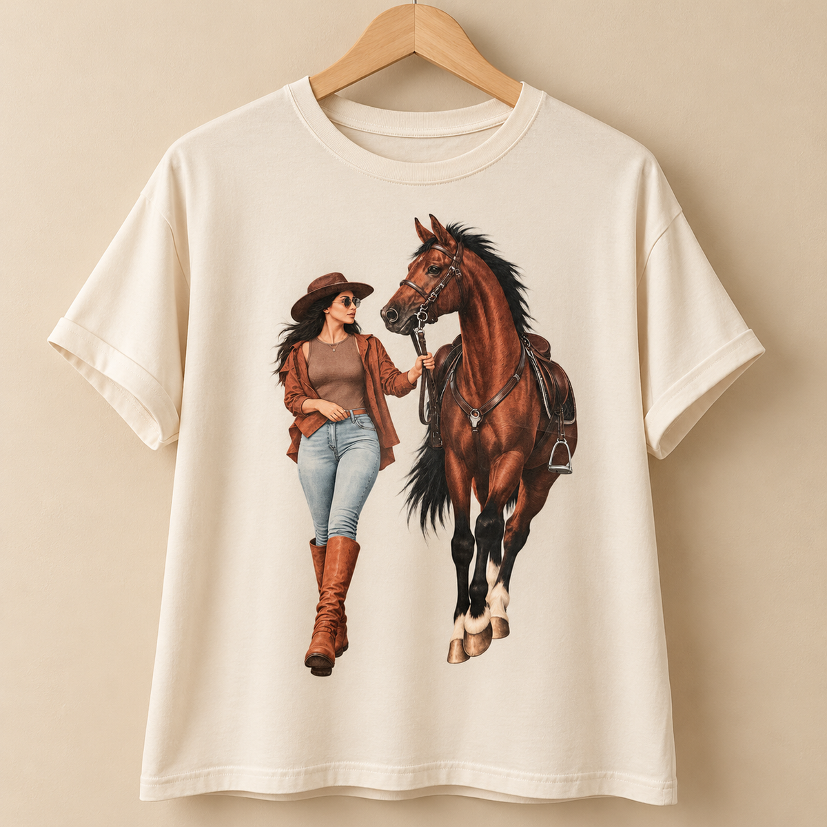 Cowgirl & Horse – Loose Fit T-Shirt
