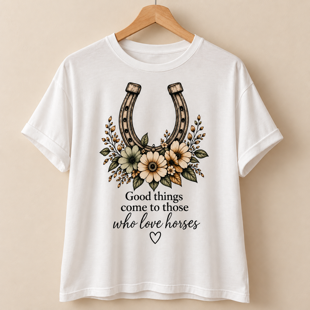 Floral Horseshoe-Loose Fit T-shirt.