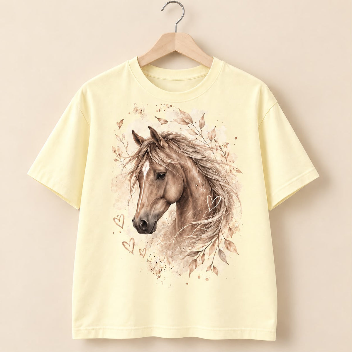 Brown Horse/delicate leaf T-shirt